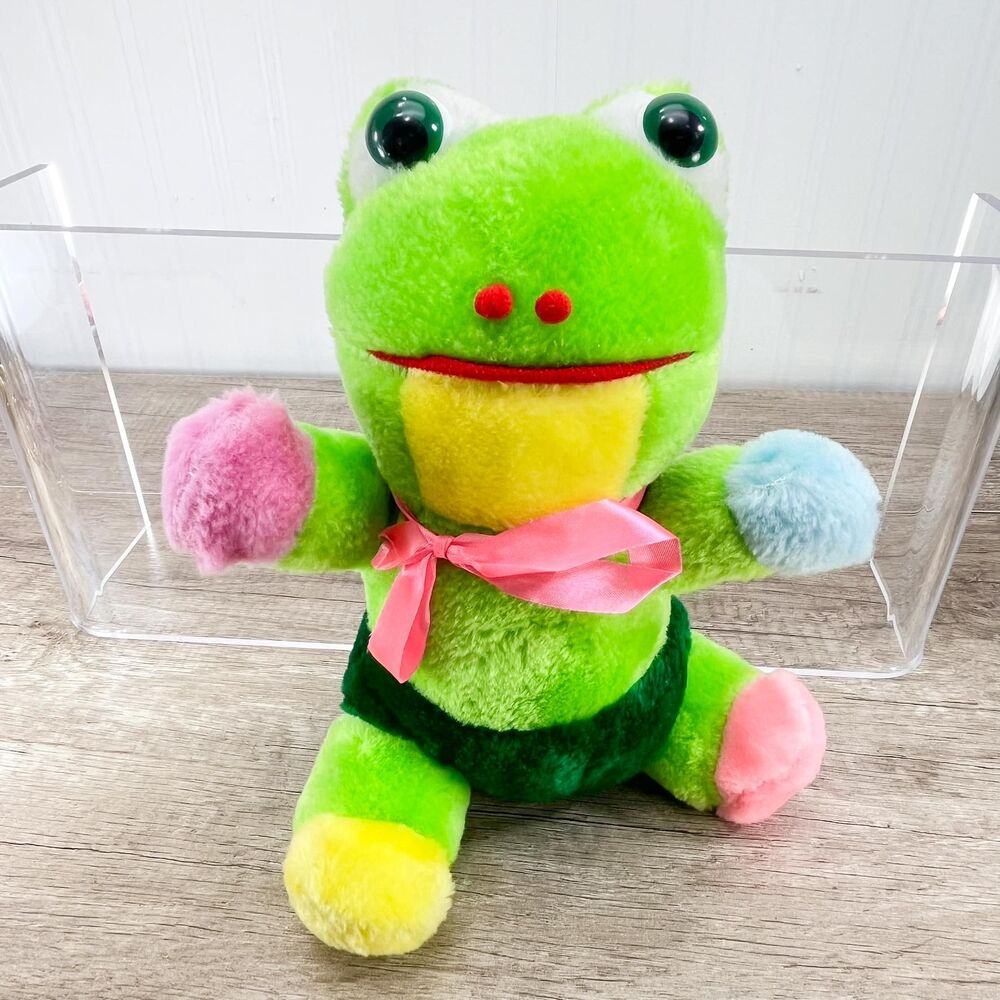 Vintage Green Frog Plushie - Frog Stuffed Animal